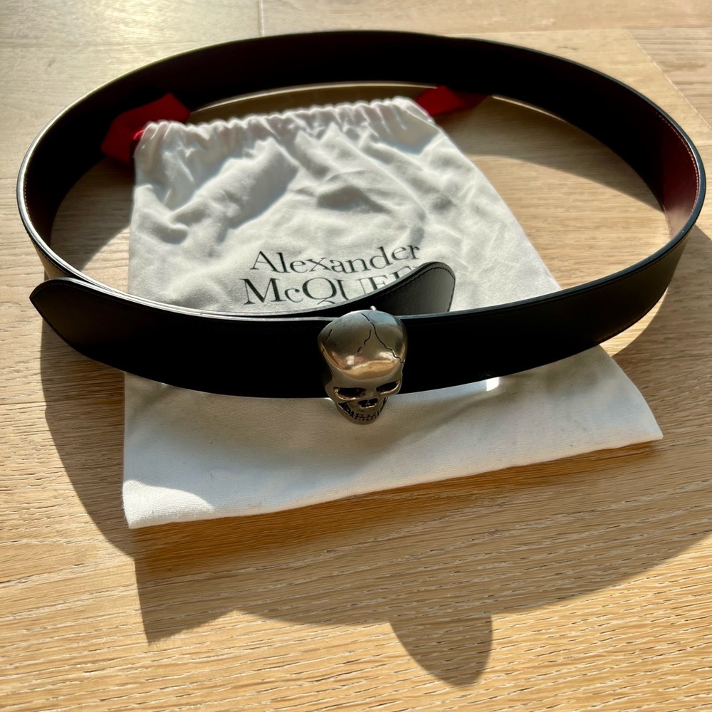 Alexander Mcqueen black & brown reversible skull belt
